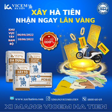 Mua xi măng Vicem Hà Tiên được nhận quà 01 LƯỢNG VÀNG SJC